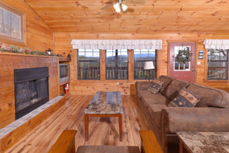 Pigeon Forge One Bedroom Cabin Rental Living Room Area